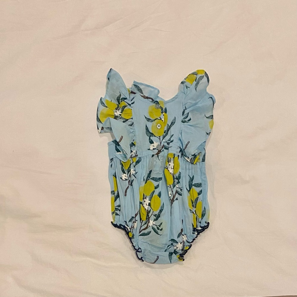 NWOT Pink chicken Lemon Bubble Romper, size 3-6 mos - Picture 5 of 7